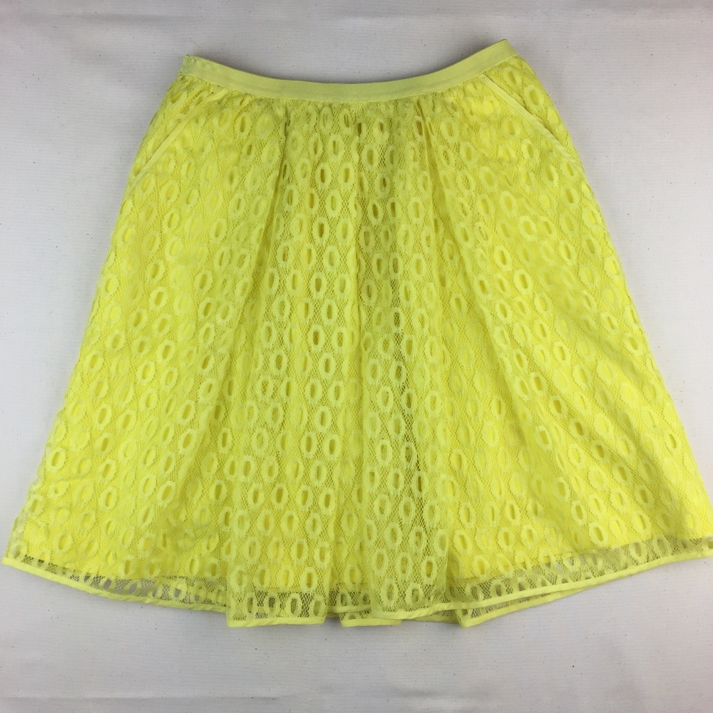 Anthropologie Maeve Yellow Lace Overlay Skirt